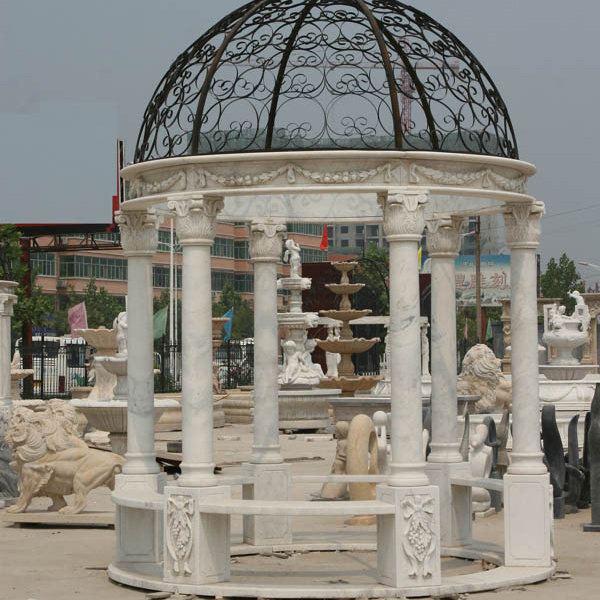 High quality hand carved outdoor life size marble round gazebo