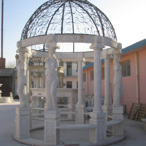 High quality hand carved outdoor life size marble round gazebo