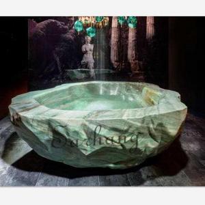 Luxury Green Freestanding Natural Solid Marble Bathtub For Five Star Hotel