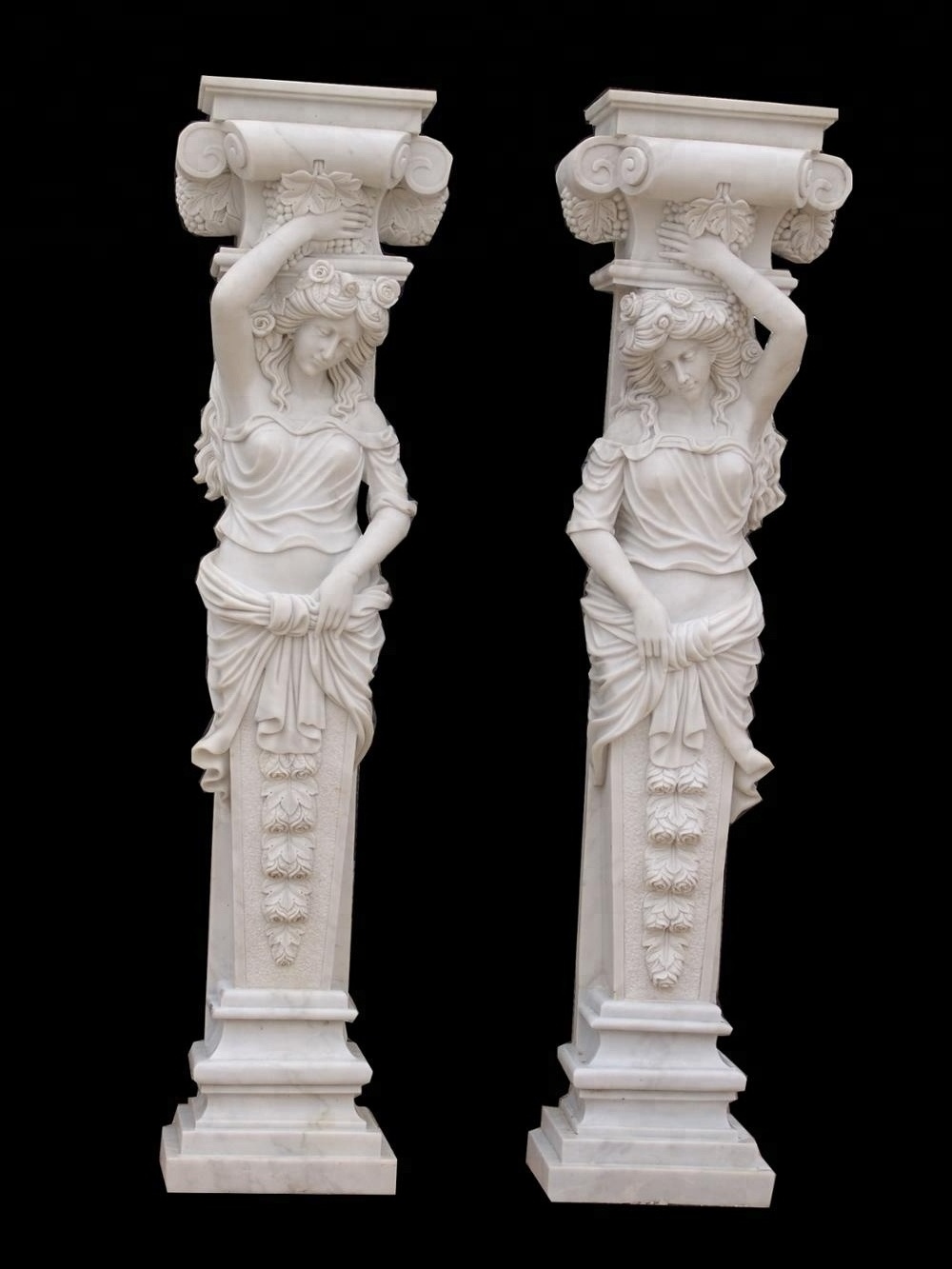 Natural stone anta lady column statue