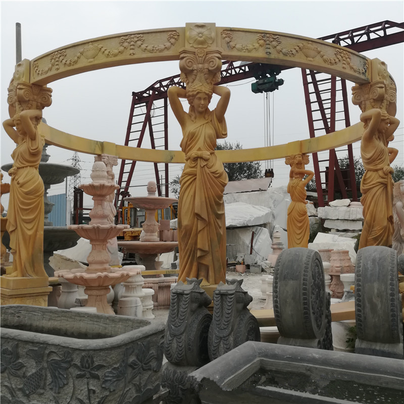 2018 hot sale natural marble made hand carved garden roman stone gazebo