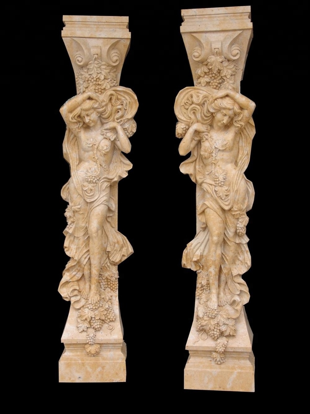 Natural stone anta lady column statue