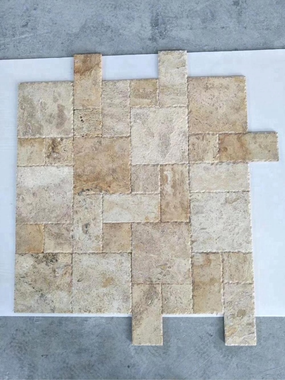 French pattern ivory tumbled travertine paver for pool