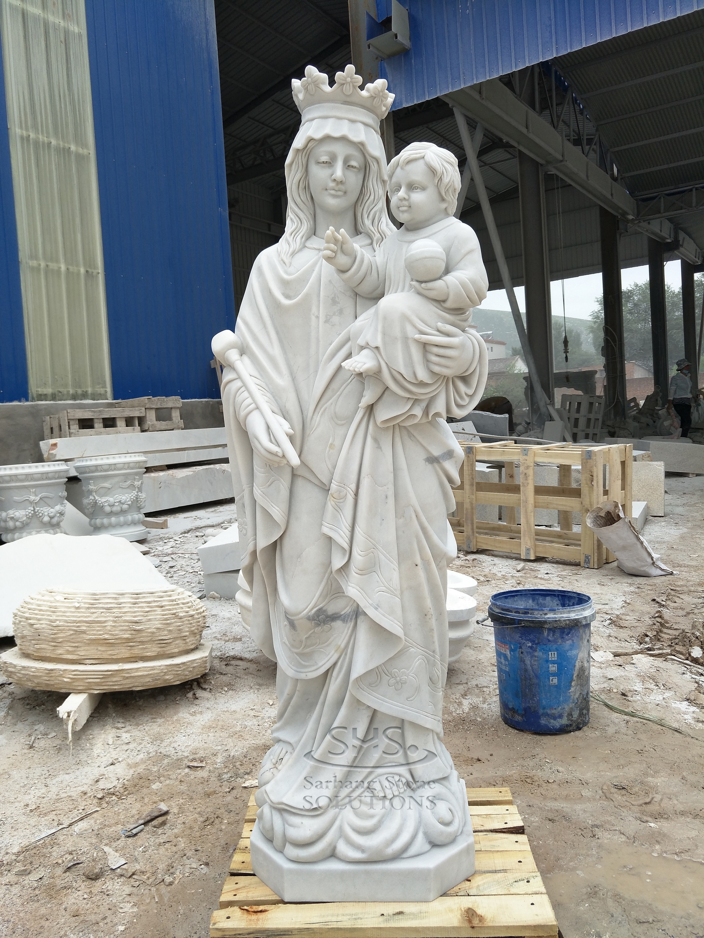 Decorative Church Life Size Catholic Religious Statue Marble Virgin Mary And Baby Jesus Sculpture Stone Mother Mary Statues