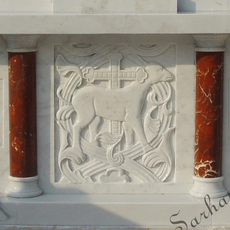 Virgin Mary and Angel High Marble Altar for church