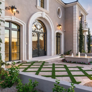 Exterior arched marble stone door surround