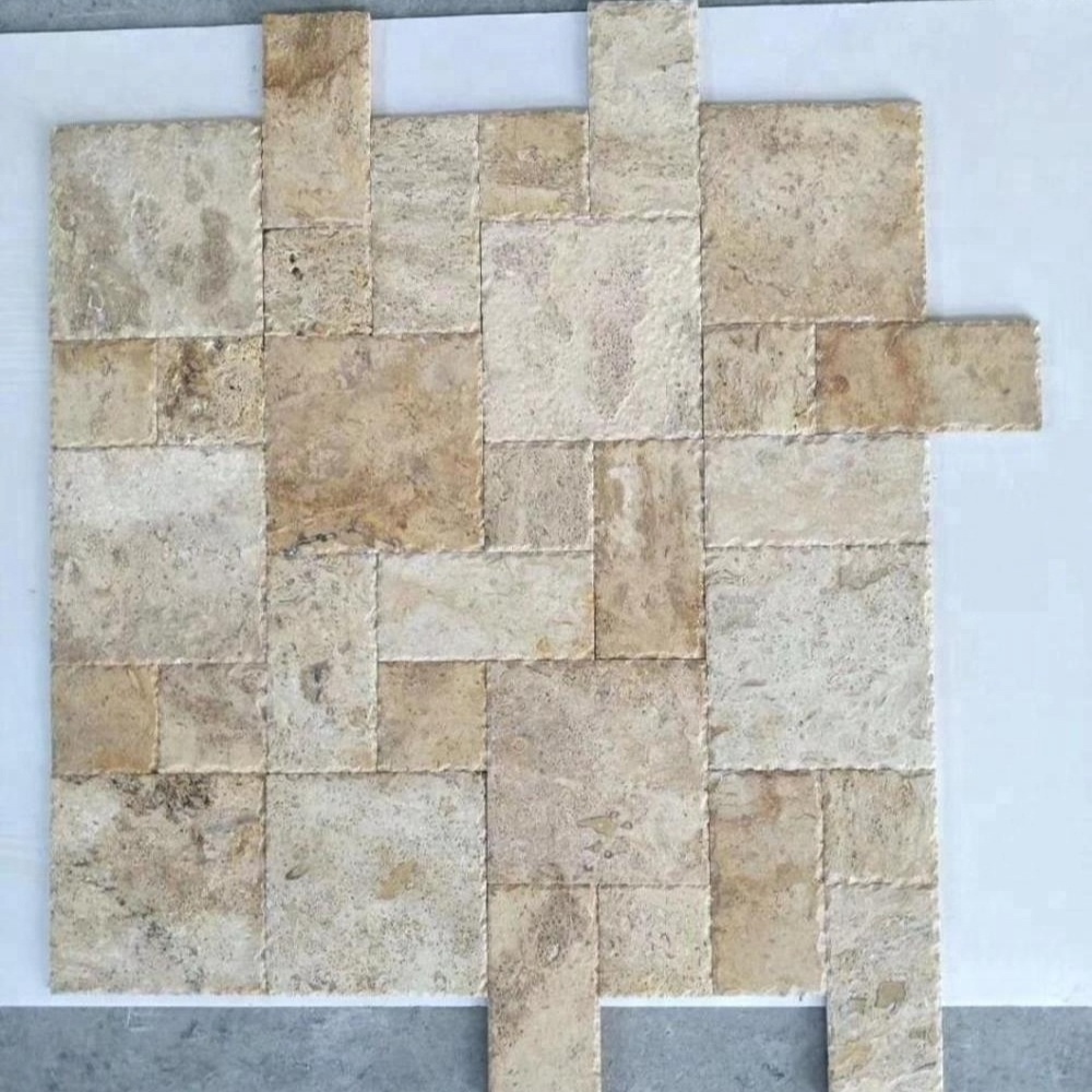 French pattern ivory tumbled travertine paver for pool