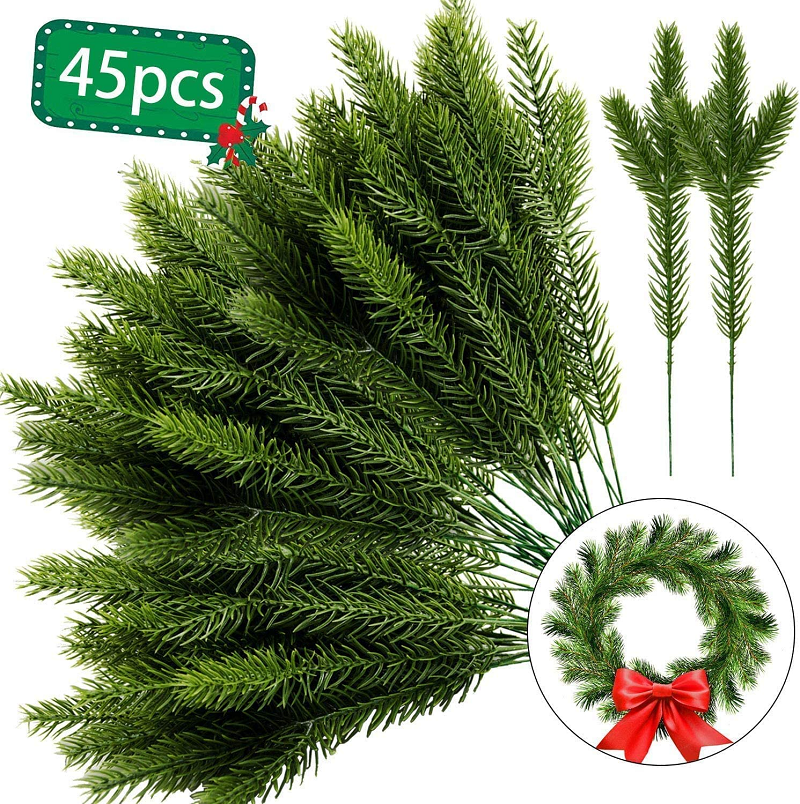 Artificial Pine Needles Branches with Pine Cones 11 Inch Artificial Greenery Pine Picks Twigs Stems Picks for Christmas Garland