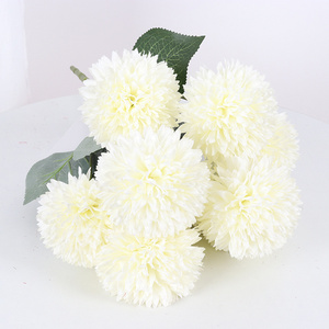 Factory price 7 heads ball chrysanthemum white silk flowers dandelion artificial flowers for home event wedding decoration