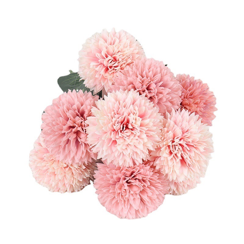 Factory price 7 heads ball chrysanthemum white silk flowers dandelion artificial flowers for home event wedding decoration