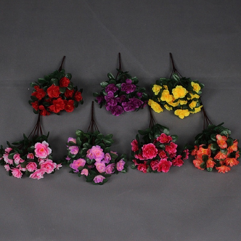 Wholesale Artificial Azalea Flower Decoration Flowers 7 Forks Azalea For me Park Decoration