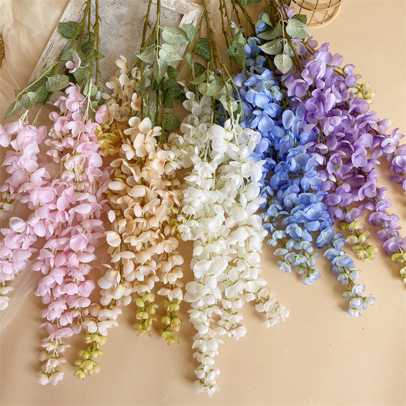 YIWU Wholesale purple wisteria wedding ceiling silk flower hotel lobby wedding wall hanging decorative flowers plants