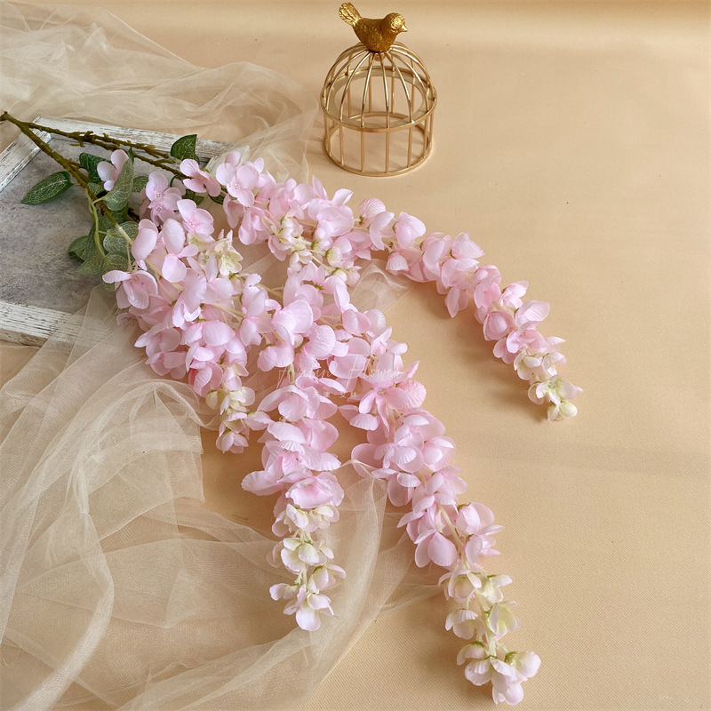 YIWU Wholesale purple wisteria wedding ceiling silk flower hotel lobby wedding wall hanging decorative flowers plants