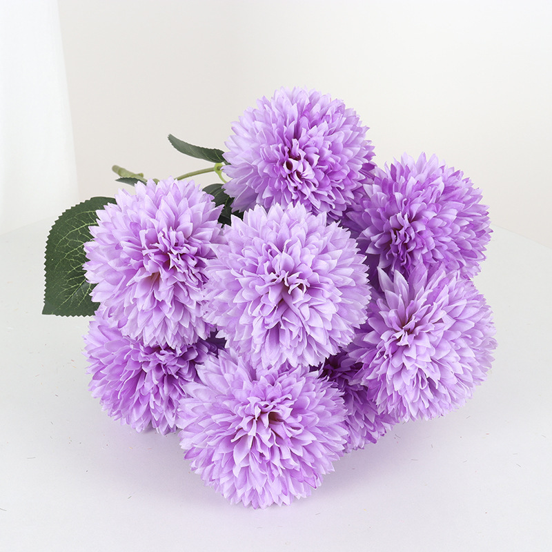 Factory price 7 heads ball chrysanthemum white silk flowers dandelion artificial flowers for home event wedding decoration