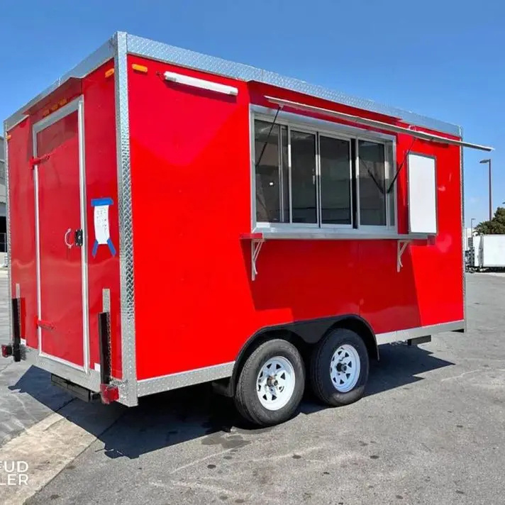 New Mobile Modern Fast Food Vending  Trailer Truck For Sale Pink RED Black Yellow Green