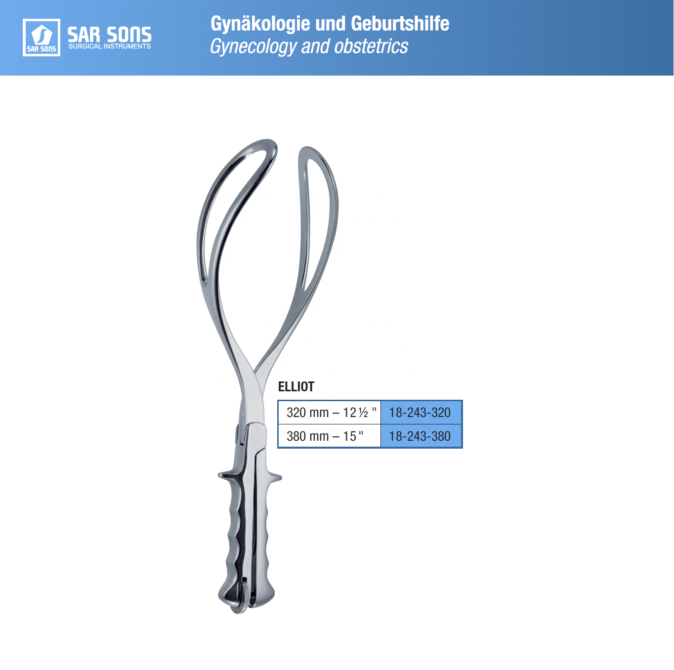 Elliot Obstetrical gynecology & obstetrics forceps 320 mm