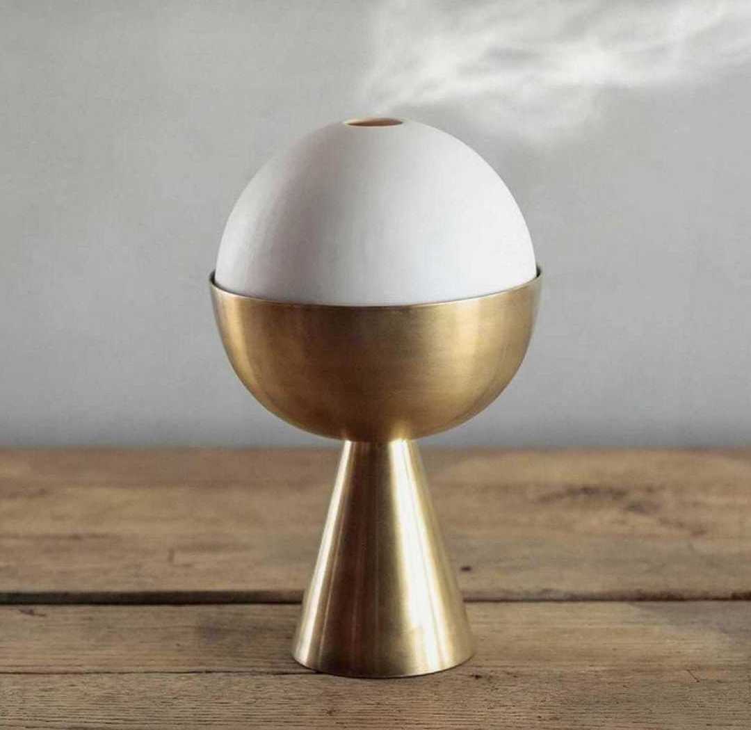 aroma diffuser Incense Bakhoor top censer burner Matte Gold wholesale antique Arabic marble metal brass gold plated oud burner