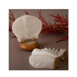 Shell Alabaster Candle Holder Beautiful white alabaster hand-carved  Made in India White Alabaster Tealight Candle Holders