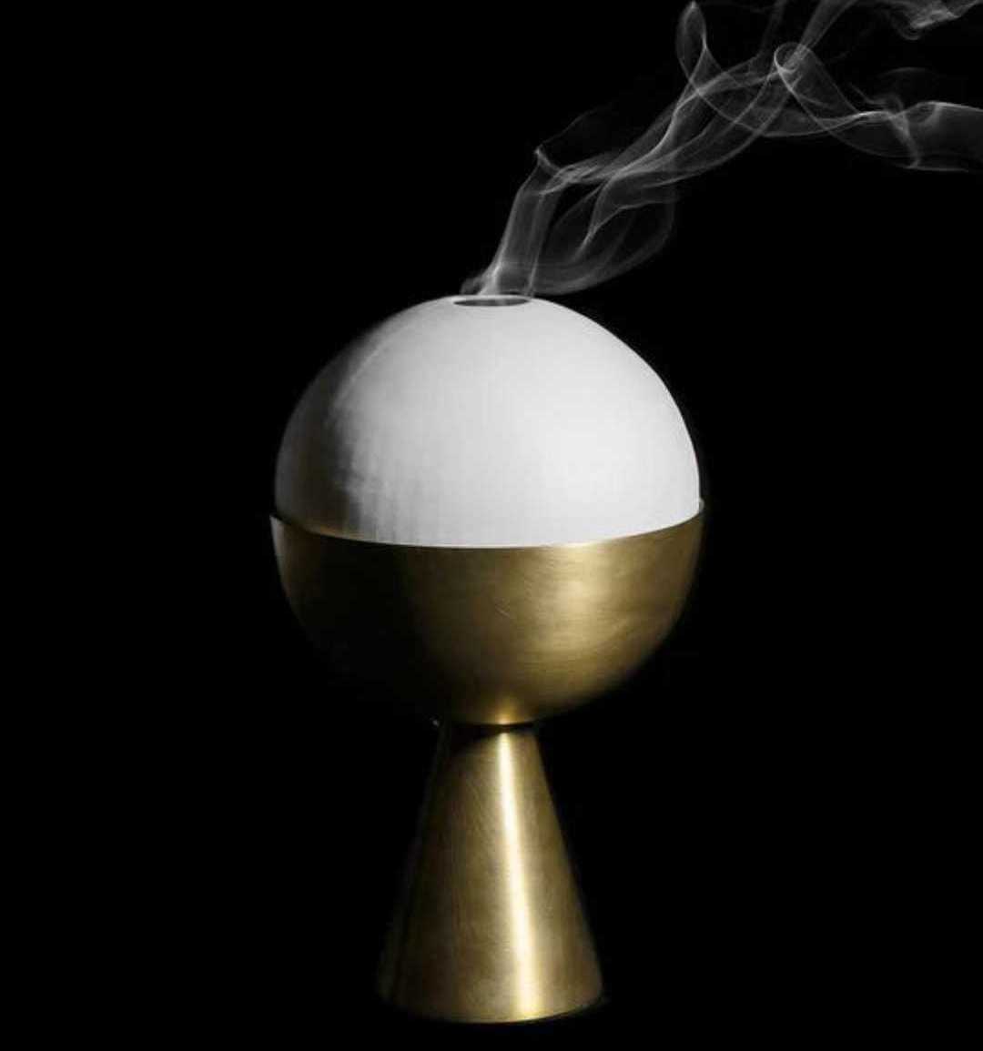 aroma diffuser Incense Bakhoor top censer burner Matte Gold wholesale antique Arabic marble metal brass gold plated oud burner