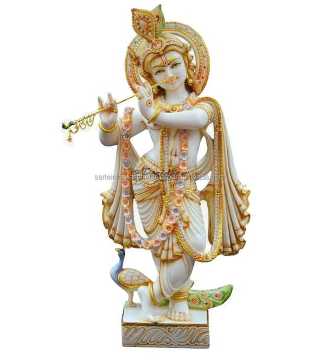 Stone Carvings and Sculptures Religious Statues & Radha Krishna Statue Indian White Marble Lord Radha Krishna Murti