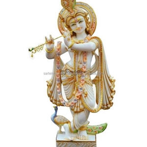 Stone Carvings and Sculptures Religious Statues & Radha Krishna Statue Indian White Marble Lord Radha Krishna Murti