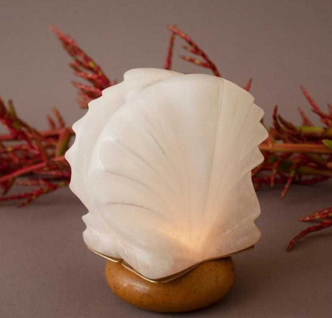 Shell Alabaster Candle Holder Beautiful white alabaster hand-carved  Made in India White Alabaster Tealight Candle Holders