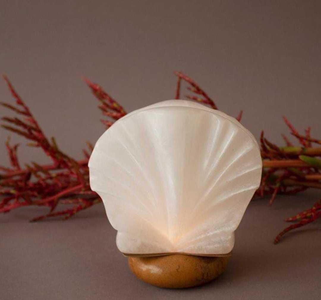 Shell Alabaster Candle Holder Beautiful white alabaster hand-carved  Made in India White Alabaster Tealight Candle Holders