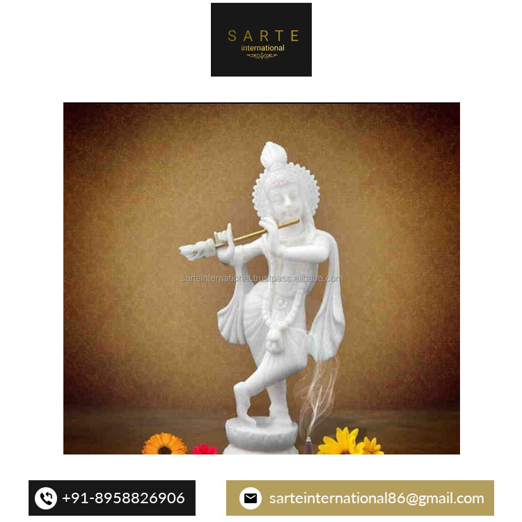 Stone Carvings and Sculptures Religious Statues & Radha Krishna Statue Indian White Marble Lord Radha Krishna Murti