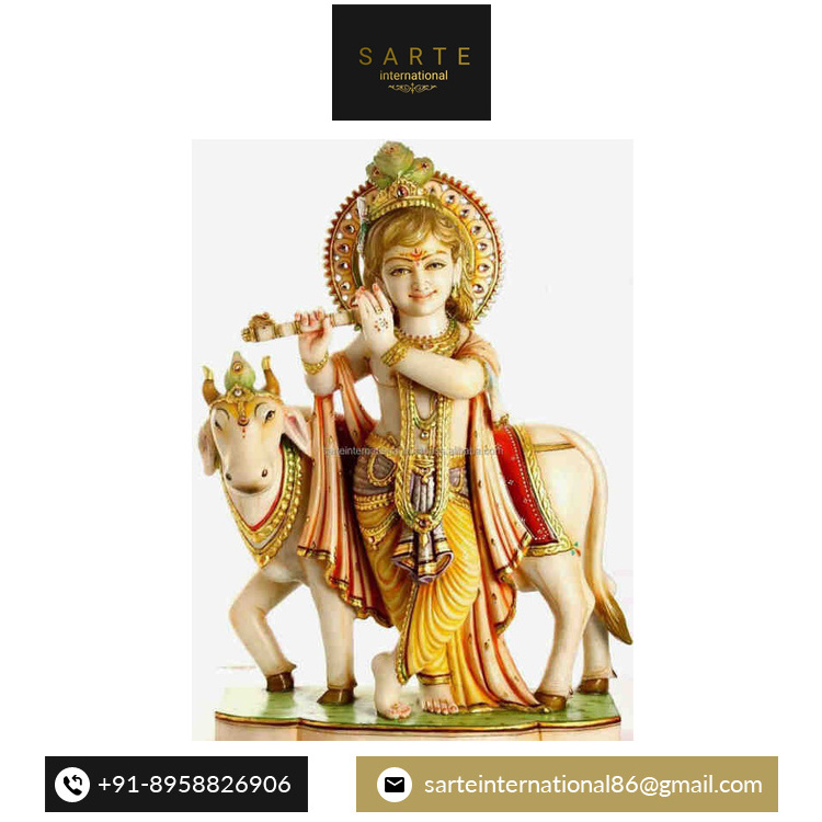 Stone Carvings and Sculptures Religious Statues & Radha Krishna Statue Indian White Marble Lord Radha Krishna Murti