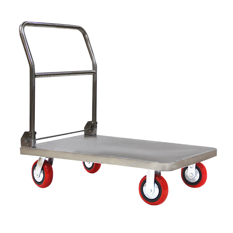 Heavy Duty Transport Tool Carts Stainless Steel SS Platform Trolley Storage Rolling Grocery Cart Foldable Hand Truck