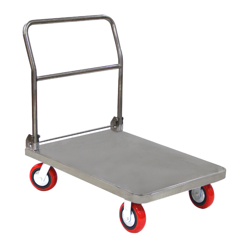 Heavy Duty Transport Tool Carts Stainless Steel SS Platform Trolley Storage Rolling Grocery Cart Foldable Hand Truck