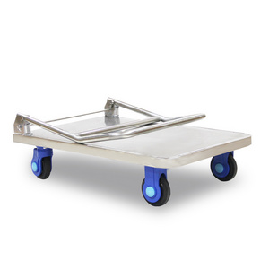 201 Stainless Steel 60*120 Cold Storage Trailerseafood Metal Hand Truck Platform Cart For Kitchen Household