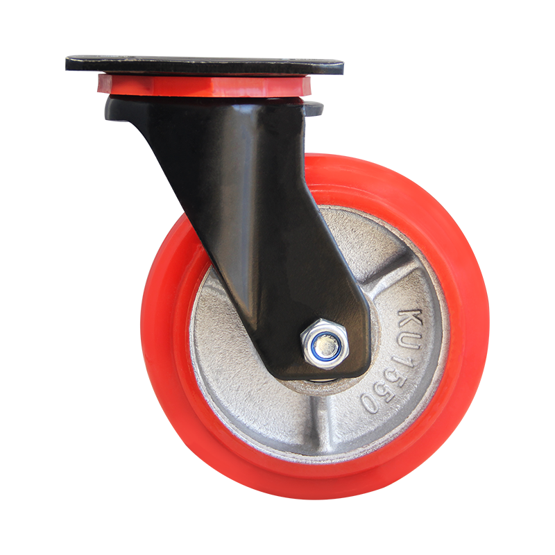 8 Inch Swivel Caster With Brake Universal Wheel Metal Scaffolding Wheels Red Trailer Stamping Bracket