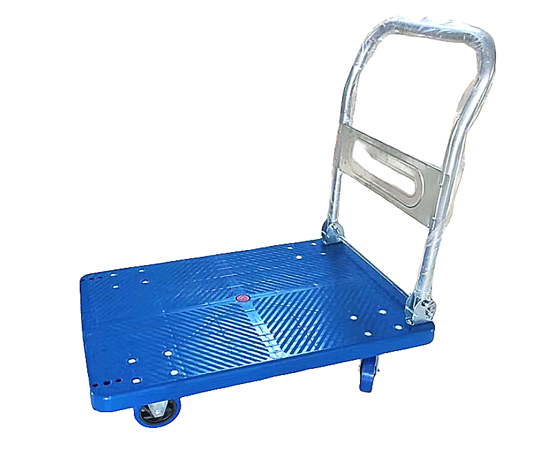 Blue 600*900mm Household Warehouse Express Delivery Small Cart Polyurethane 4-Wheel Plastic Tool Cart With Wheels