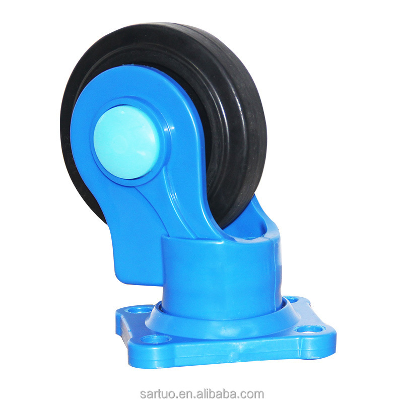 5 Inch Silent Rubber All Plastic Casters Thickened Universal 150kg Load Capacity Retractable Castor Wheels For Cart Furniture