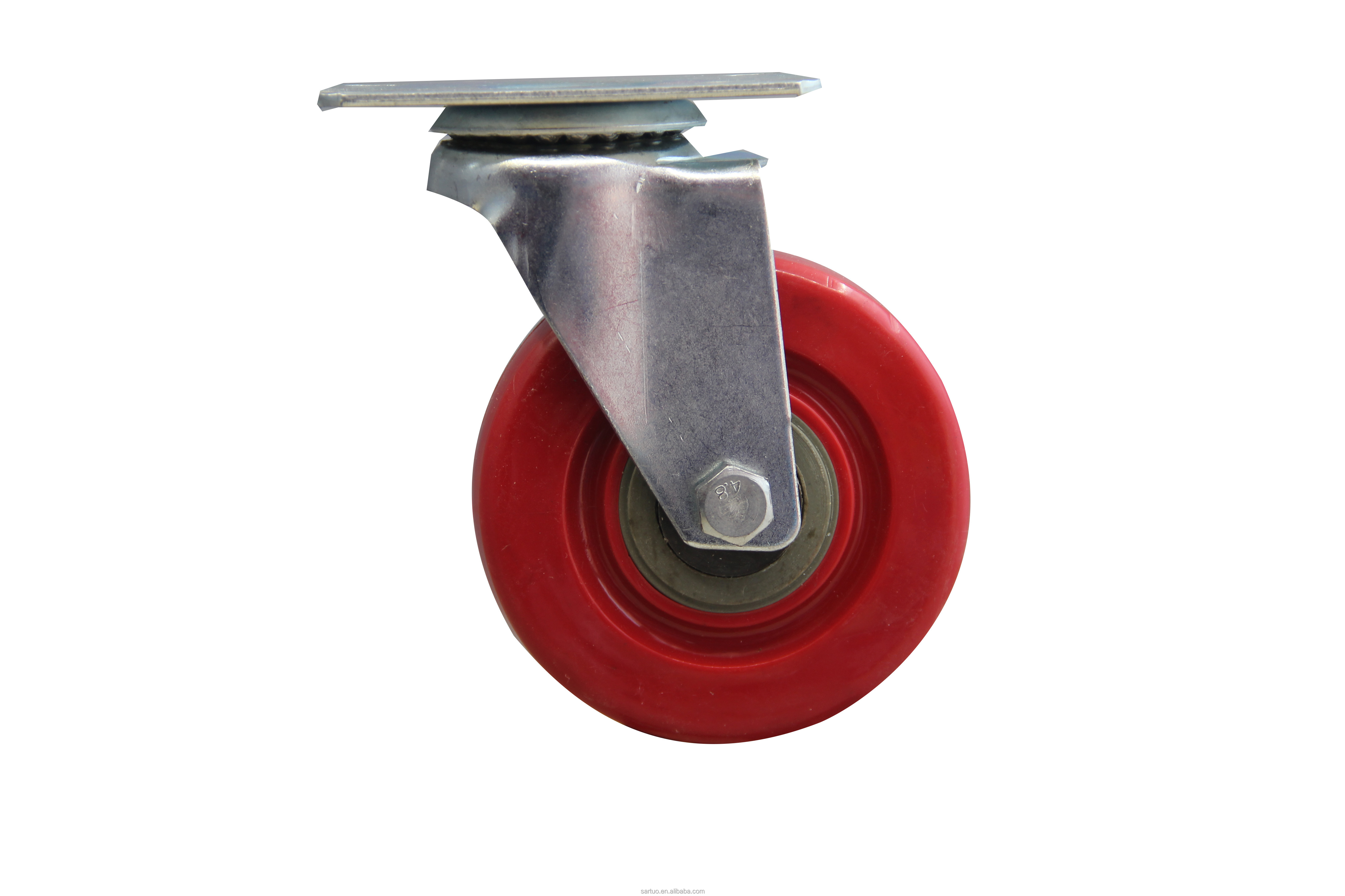 5IN Red nylon Caster Wheels Furniture Fittings Swivel Plate Industrial Pu Caster Wheel Heavy Capacity Medium Duty Small Casters