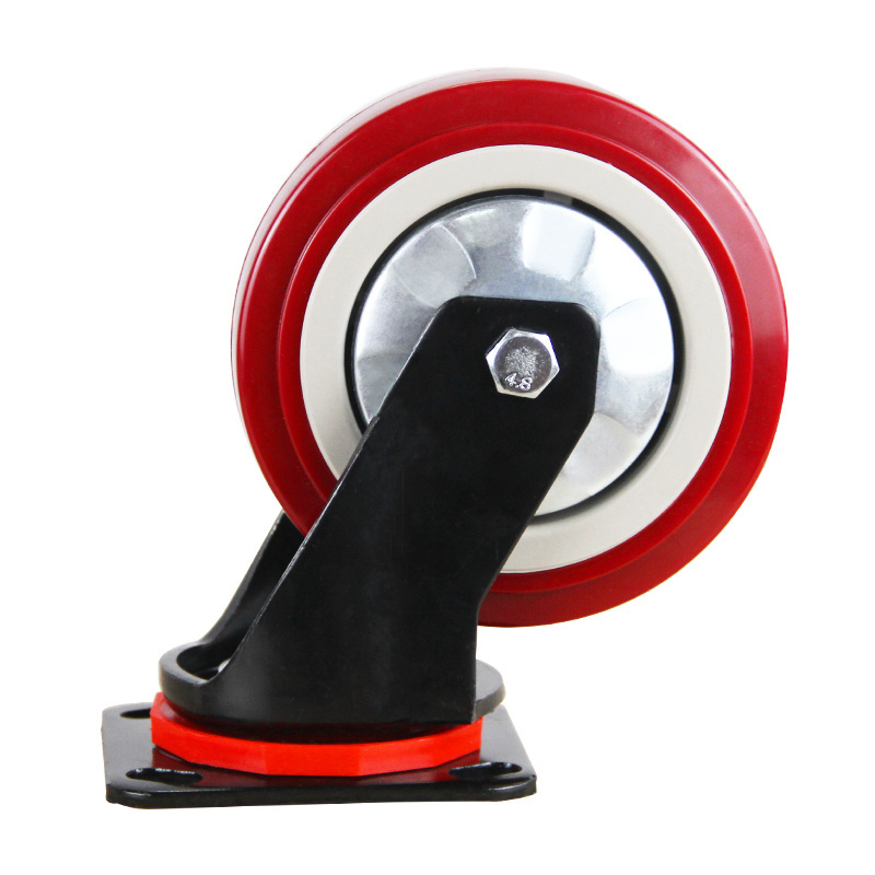 6inch Industrial equipments wheels pu casters Polyurethane wheels with brake 3 heavy duty casters