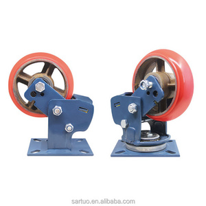 Wheel Diameter 100mm Iron Core Polyurethane Spring Damping of Wheel 5 Inch Heavy Duty Locking Casters