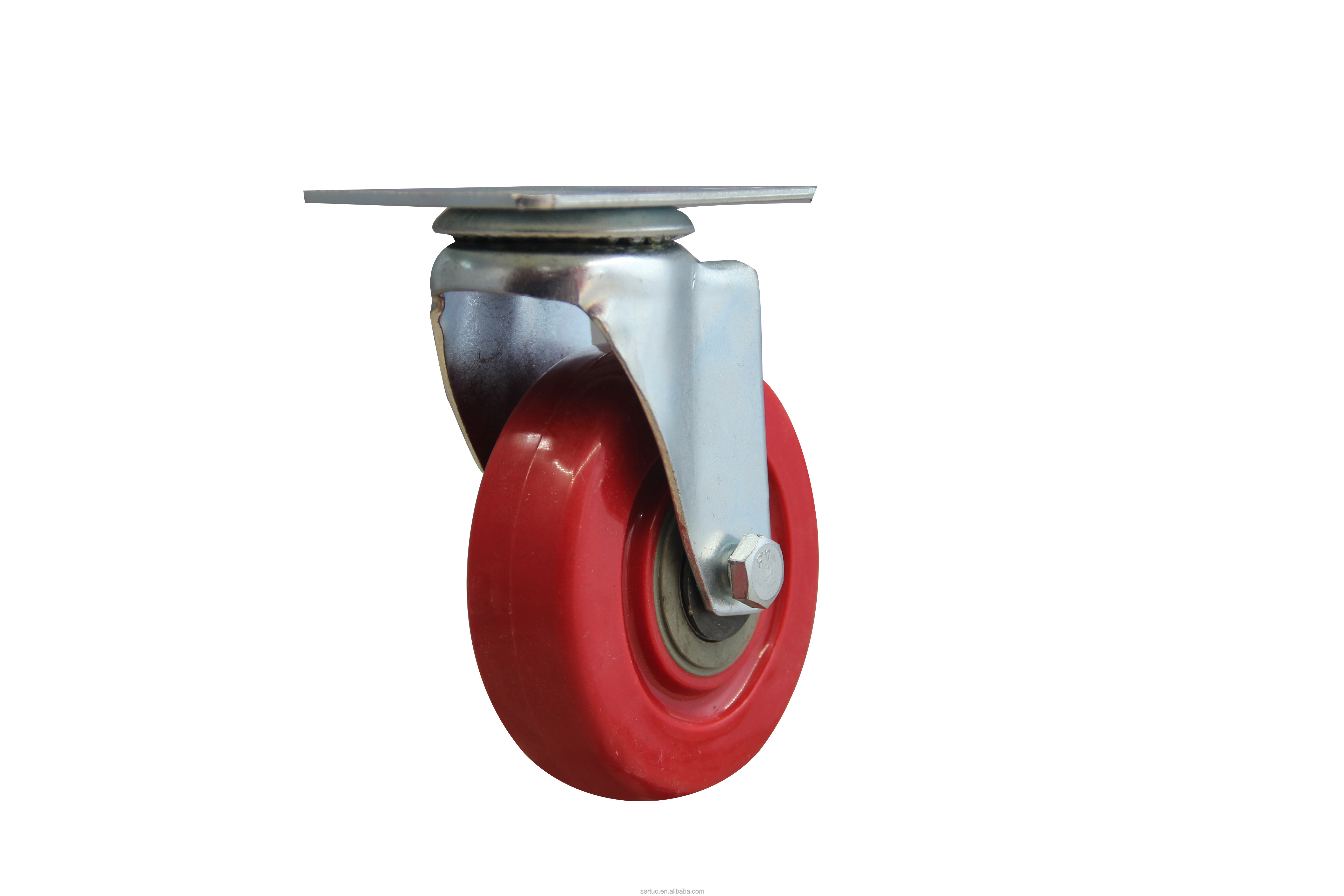 5IN Red nylon Caster Wheels Furniture Fittings Swivel Plate Industrial Pu Caster Wheel Heavy Capacity Medium Duty Small Casters