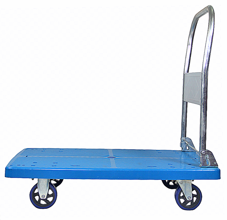 Blue 600*900mm Household Warehouse Express Delivery Small Cart Polyurethane 4-Wheel Plastic Tool Cart With Wheels