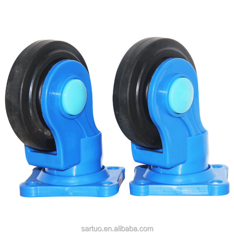 5 Inch Silent Rubber All Plastic Casters Thickened Universal 150kg Load Capacity Retractable Castor Wheels For Cart Furniture