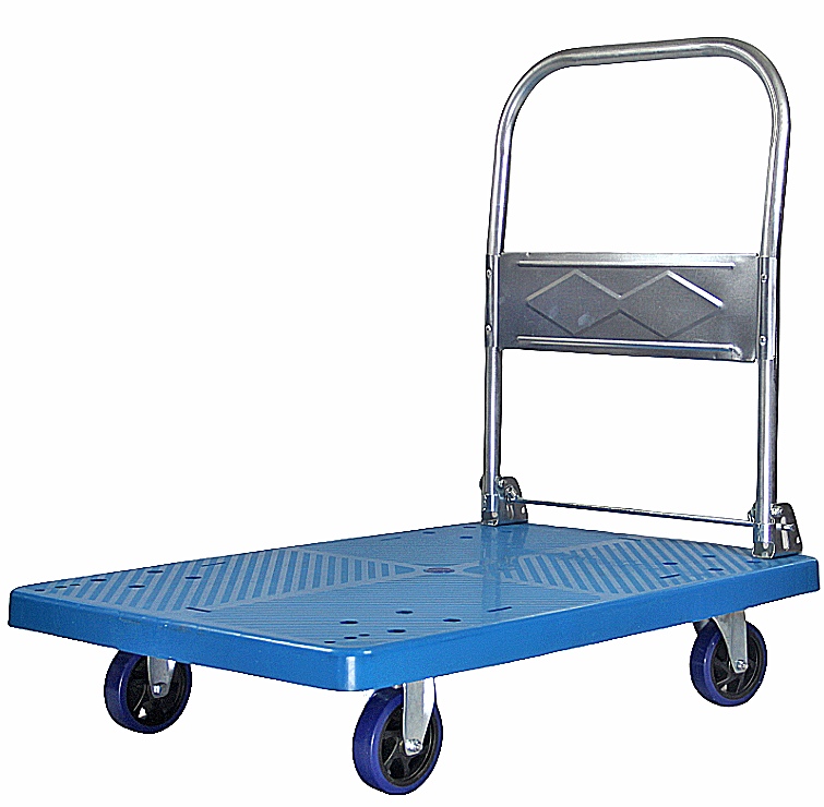 Blue 600*900mm Household Warehouse Express Delivery Small Cart Polyurethane 4-Wheel Plastic Tool Cart With Wheels