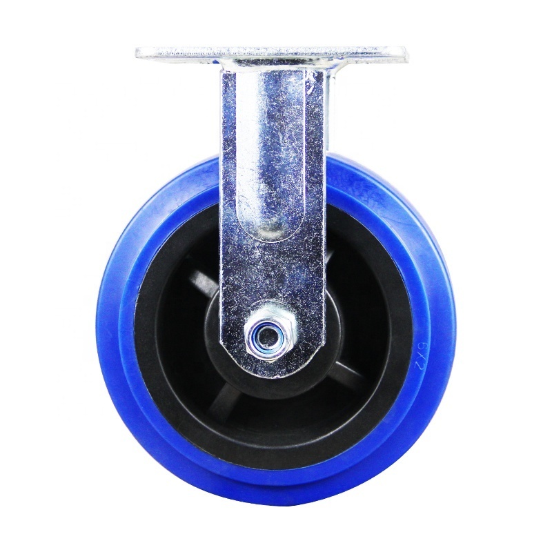 Heavy Duty Caster Blue Rubber TPR Double Axis Castor Wheels 5Inch Width 50mm Silent Wheel Universal