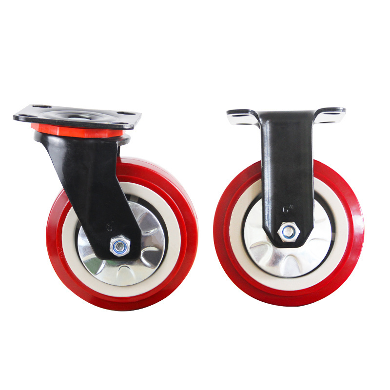 6inch Industrial equipments wheels pu casters Polyurethane wheels with brake 3 heavy duty casters