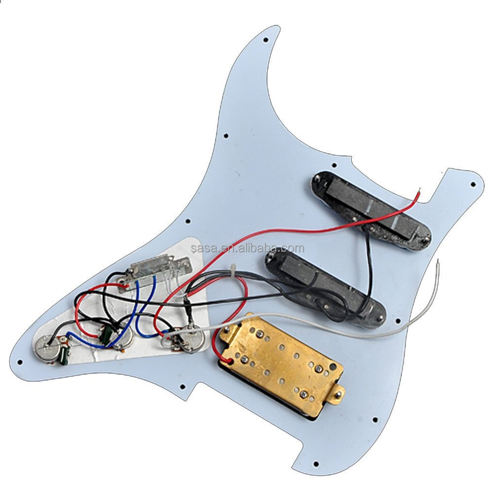 White Pearl Prewired Pickguard with1-humbucker and 2-Single Coil for Classic Strat Guitar, ST PWH SSH012WH