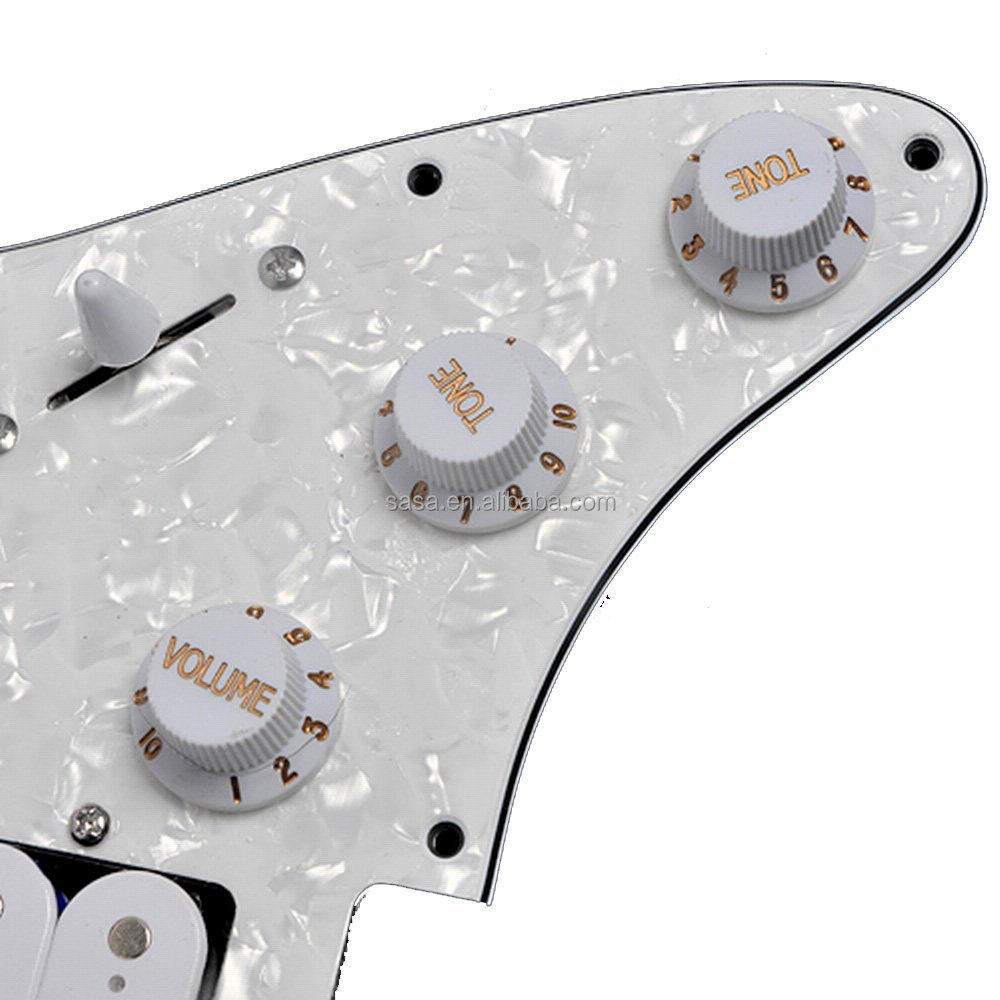 White Pearl Prewired Pickguard with1-humbucker and 2-Single Coil for Classic Strat Guitar, ST PWH SSH012WH