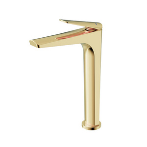 Luxury Cold And Hot Water Mixer Faucet Bathroom Brushed Gold High Sized  Brass Basin Faucet