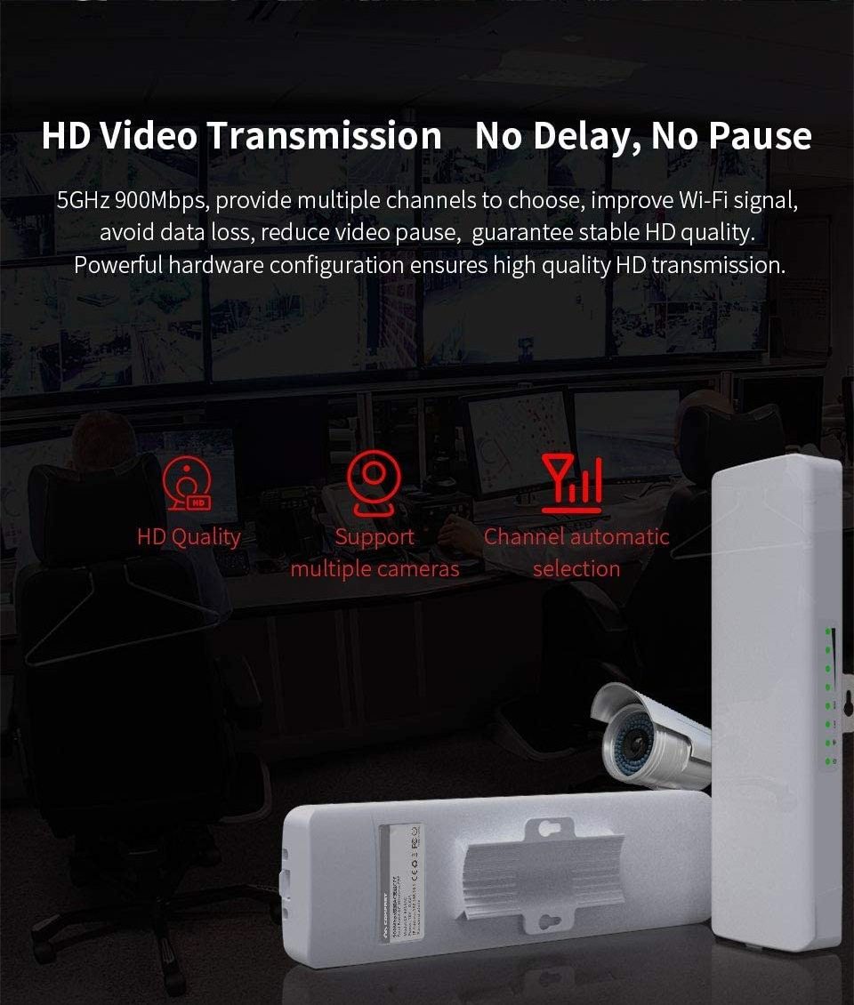 IP Camera Wi-Fi Repeater 5KM Long Range AP CPE Outdoor Wireless Receiver Point to Point WiFi Bridge 2.4G Router Extender