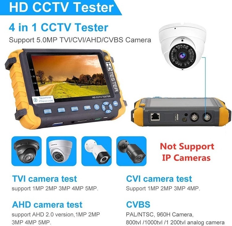 Portable TVI CVI CVBS Analog AHD CCTV Camera Diagnostic Equipment Video Monitor UTP PTZ Cable Test 5 inch Cctv Tester Monitor