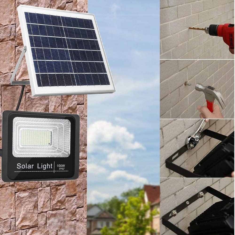 Camping Outdoor Waterproof IP65 LED Solar Lights 25W 30W 45W 65W 100W 200W 300W Christmas Wall Garden Street Solar Flood Light